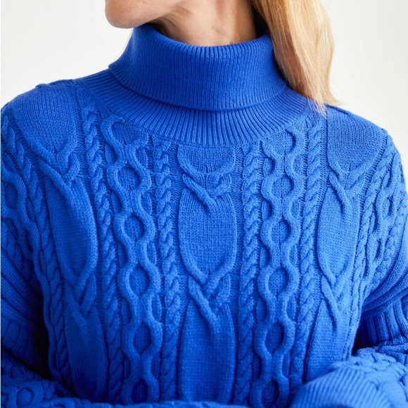 & OTHER STORIES Wool Cotton Cable‎ Knit Sweater Oversized Turtleneck Size M NWT - Picture 2 of 13